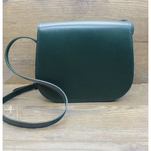 Hago green leather classic box magnetic flap crossbody‎ bag satchel